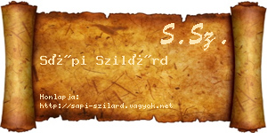 Sápi Szilárd névjegykártya